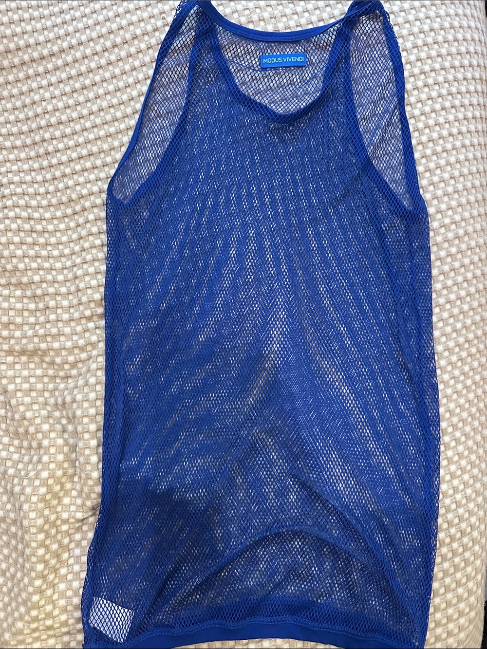 Men's Blue Mesh Tank Top - Breathable Athletic Layer - Picture 4 of 4